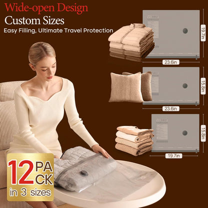 12 Packs Rechargeable Pump with Vacuum Bags