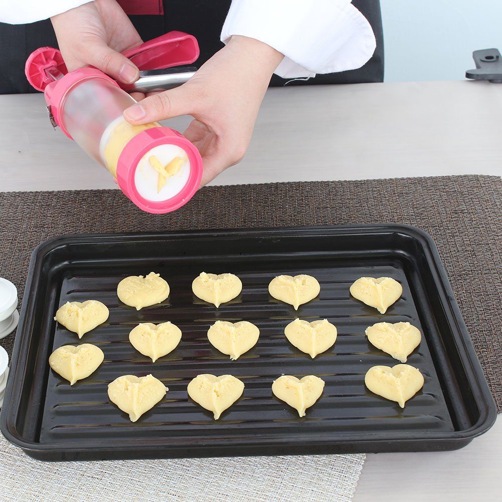 Clear Cookie Press Gun Kit with 16 Discs and 6 Icing Tips