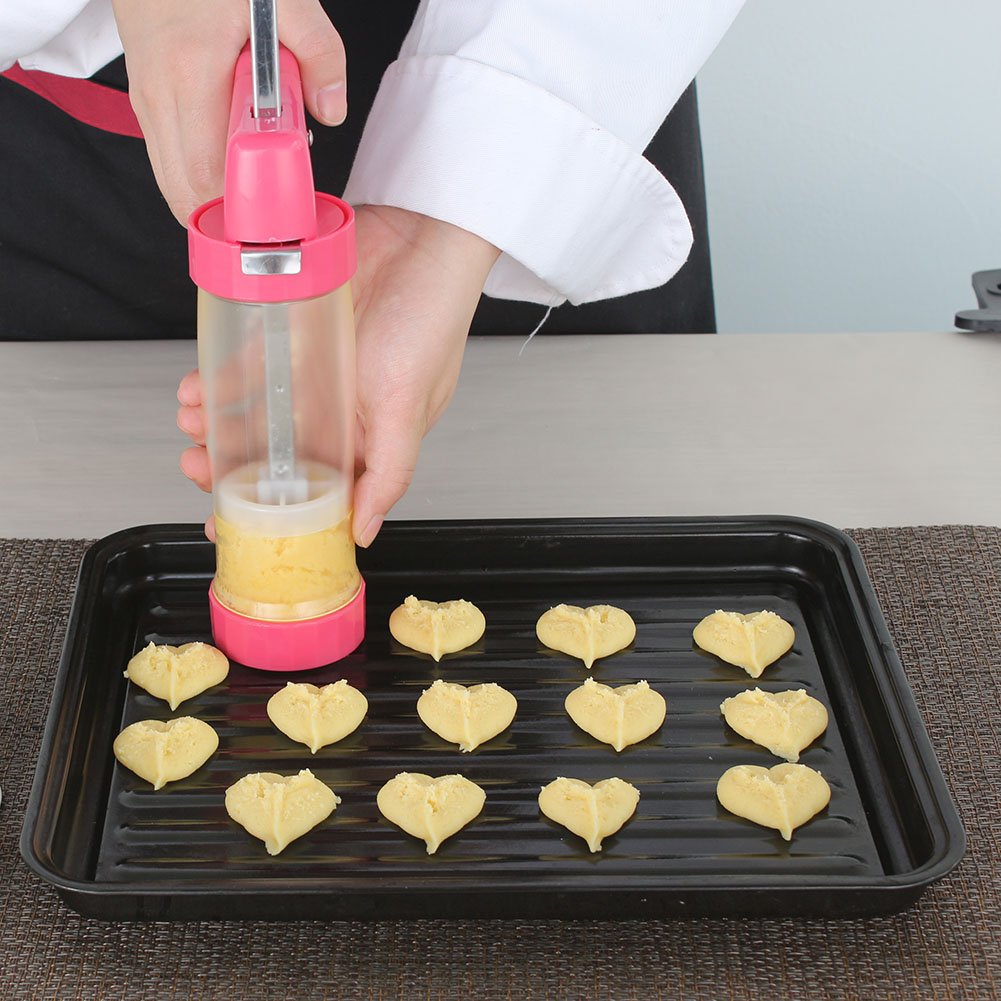 Clear Cookie Press Gun Kit with 16 Discs and 6 Icing Tips