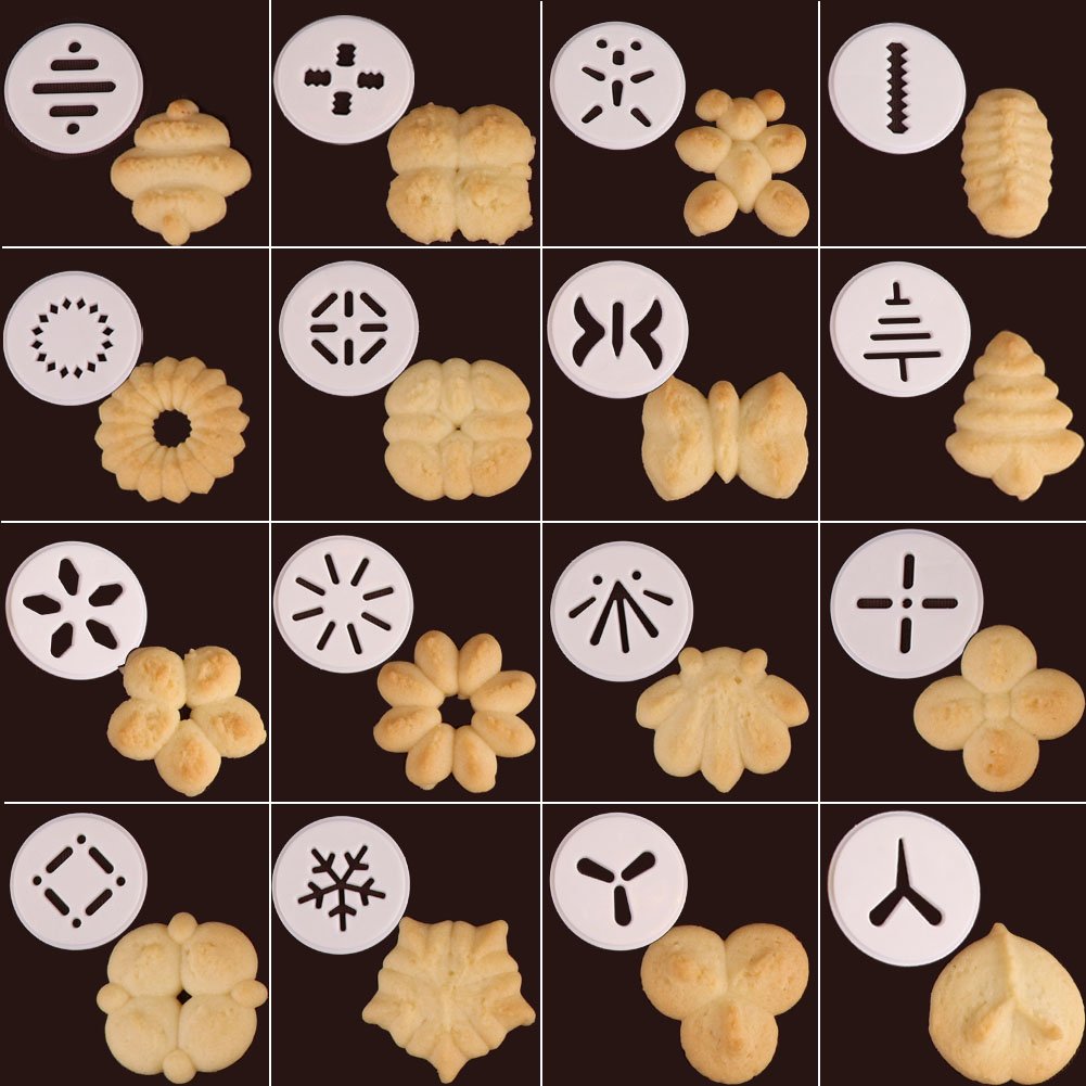 Clear Cookie Press Gun Kit with 16 Discs and 6 Icing Tips