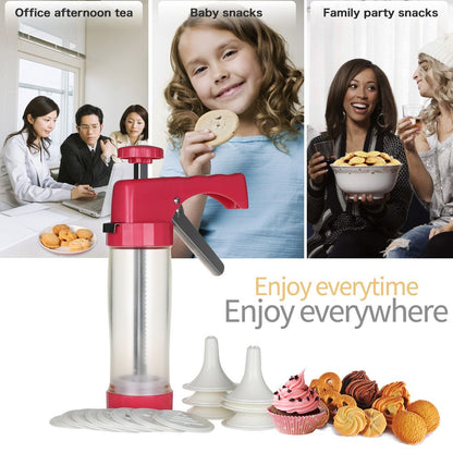 Clear Cookie Press Gun Kit with 16 Discs and 6 Icing Tips