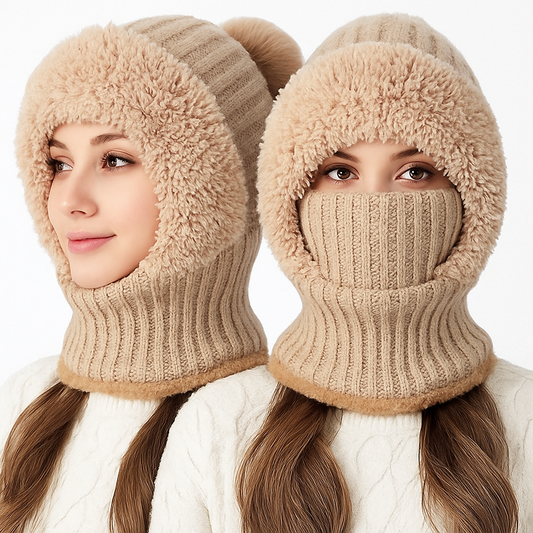 Knitted Hat in Autumn and Winter, 3 in 1 Cold Resistant Hat