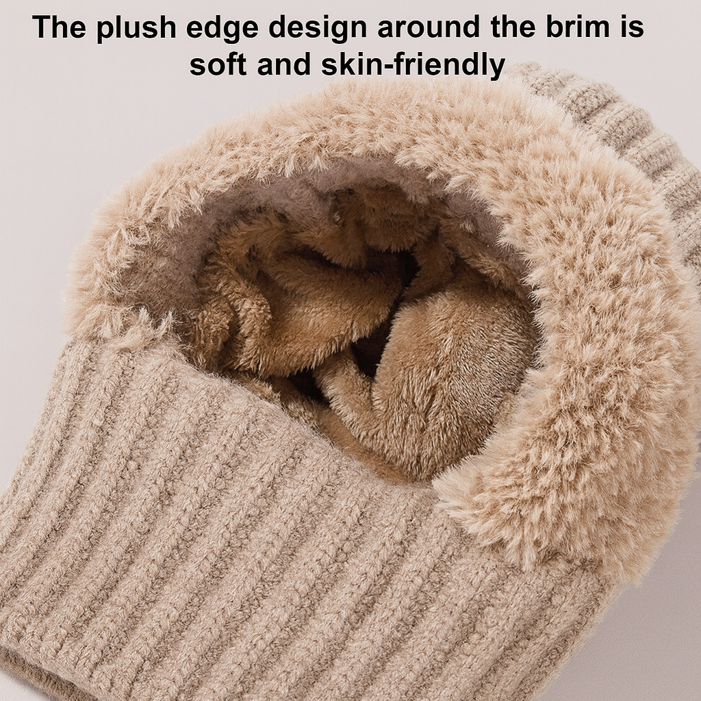 Knitted Hat in Autumn and Winter, 3 in 1 Cold Resistant Hat, Wind-Resistant ScarfHat Face Mask Hooded Scarf