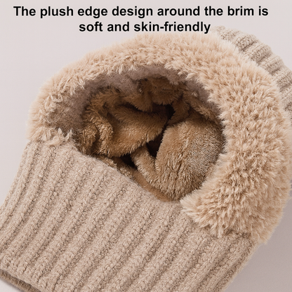 Knitted Hat in Autumn and Winter, 3 in 1 Cold Resistant Hat, Wind-Resistant ScarfHat Face Mask Hooded Scarf